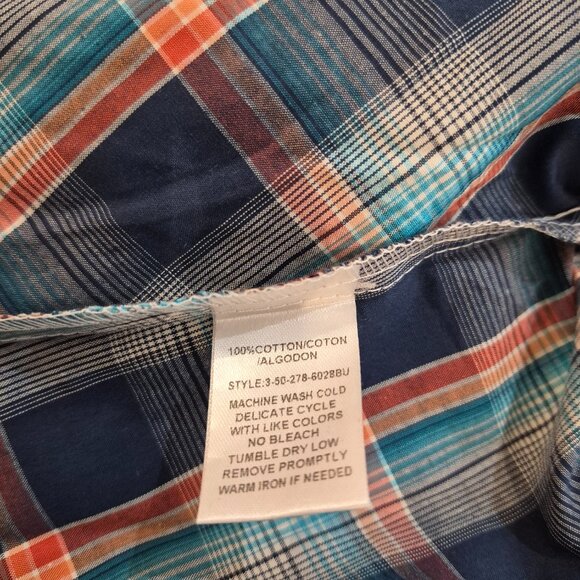 Roper Womens Plaid Country Western Snap Shirt Blue Cotton Long Sleeve SZ Medium - Picture 4 of 9